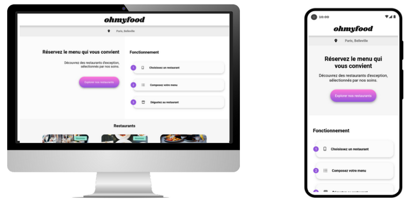 site de réservation de restaurant avec un design responsive